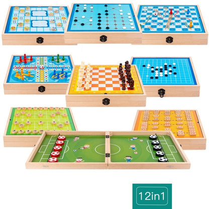 12 In 1 Beech Multi-Function Game Chess Two-Person Battle Parent-Child Interaction Ejection Chess - Table Games by buy2fix | Online Shopping UK | buy2fix