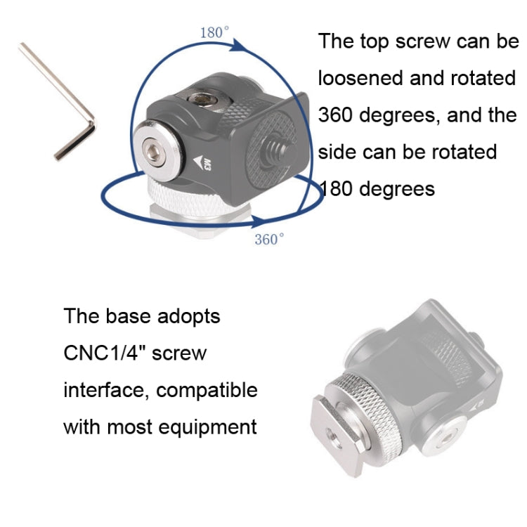 180 Degree Swing Mini Tripod Ball-Head Bracket Cold Shoe Mount 1/4 inch Screw Adapter - Camera Accessories by buy2fix | Online Shopping UK | buy2fix