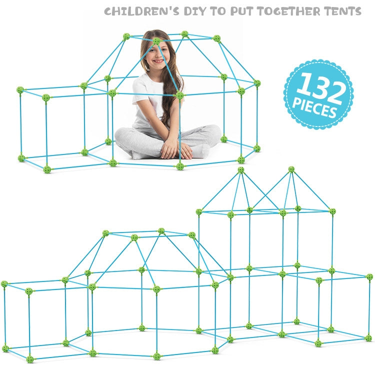 132 in 1 DIY Tent Toy Assembling Play House DIY Children Tent Building Toy( Round-Blue) - Toy Sports by buy2fix | Online Shopping UK | buy2fix