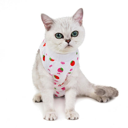 Female Cat Breathable And Anti-Licking Sterilization Clothing, Size: S(Strawberry) - Home & Garden by buy2fix | Online Shopping UK | buy2fix