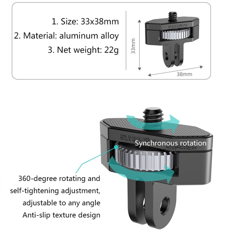 Sunnylife 1/4 inch Metal Adjustable Adapter For DJI Pocket 2 / FIMI PALM 2 / Insta360 One X-2(Dark Grey) - Camera Accessories by Sunnylife | Online Shopping UK | buy2fix