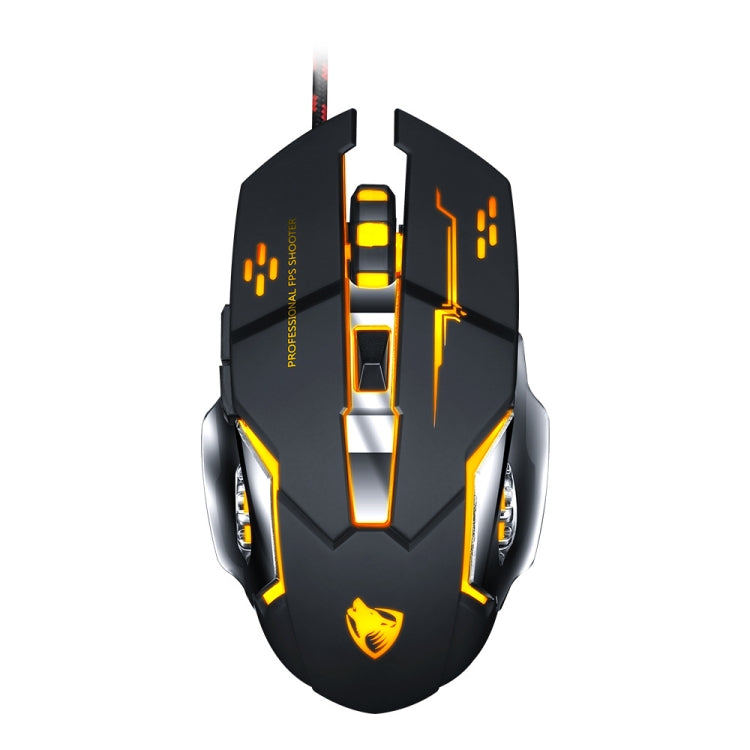 T-WOLF V6 USB Interface 6-Buttons 3200 DPI Wired Mouse Gaming Mechanical Macro Programming 7-Color Luminous Gaming Mouse, Cable Length: 1.5m(Macro Definition Silent Version Black Silver) - Wired Mice by T-WOLF | Online Shopping UK | buy2fix