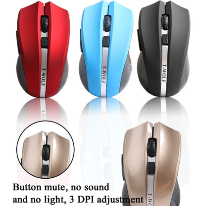 T-WOLF Q5 2.4GHz 5-Buttons 2000 DPI Wireless Mouse Silent And Non-Light Gaming Office Mouse For Computer PC Laptop( Golden) - Wireless Mice by T-WOLF | Online Shopping UK | buy2fix