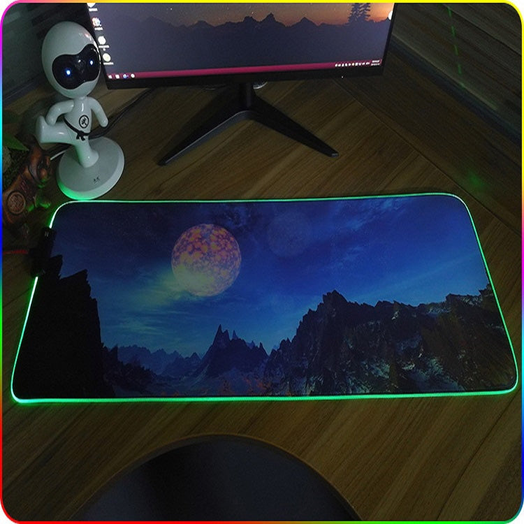 350x600x3mm F-01 Rubber Thermal Transfer RGB Luminous Non-Slip Mouse Pad(Brontosaurus) - Mouse Pads by buy2fix | Online Shopping UK | buy2fix