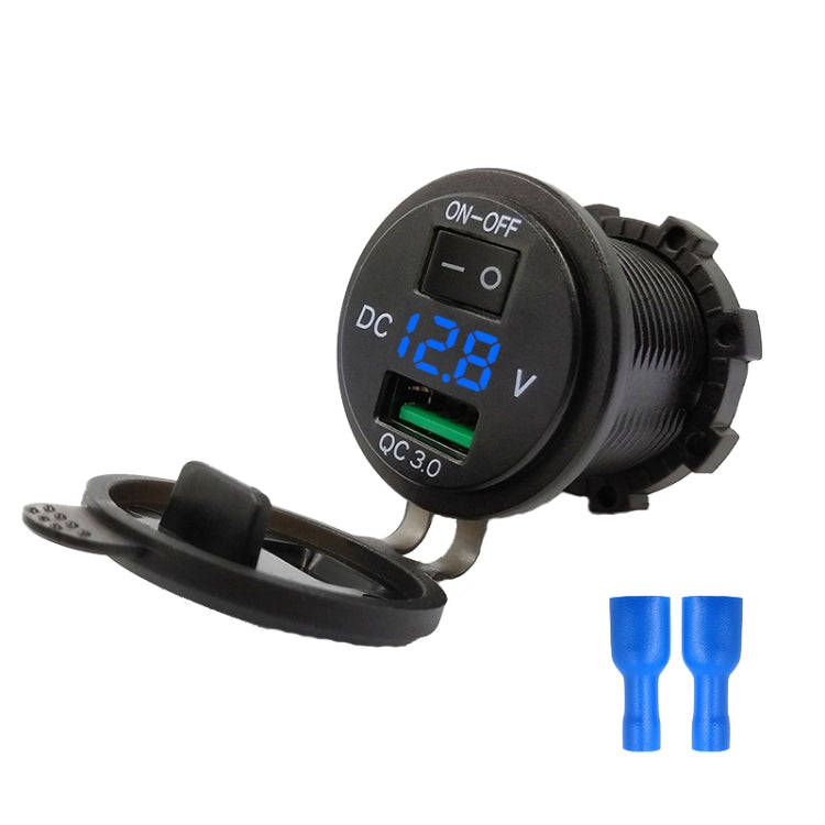 Car Motorcycle Modified USB Charger With Switch 12-24V Fast Charge(Blue Light) - Car Charger by buy2fix | Online Shopping UK | buy2fix
