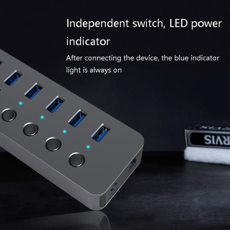 Blueendless USB Splitter Aluminum Alloy QC Fast Charge Expander, Number of interfaces: 7-port (12V2A Power) - USB HUB by Blueendless | Online Shopping UK | buy2fix