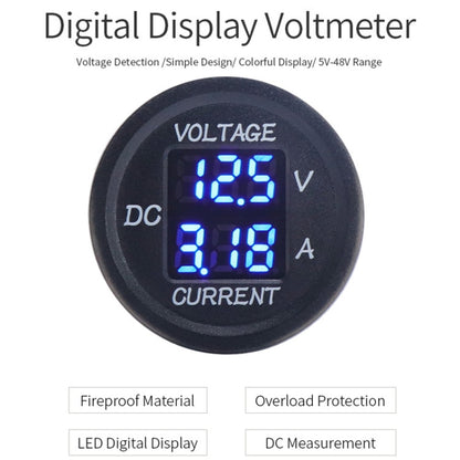 2 In 1 Modified Car Double Digital Voltage Current Table Measuring Instrument(Green Light) - In Car by buy2fix | Online Shopping UK | buy2fix