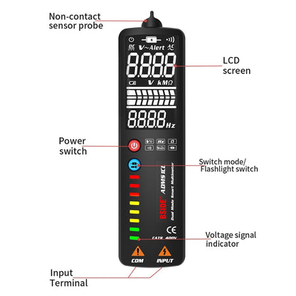 BSIDE Dual-Mode Smart Large-Screen Display Multimeter Electric Pen Portable Voltage Detector, Specification: ADMS1CL - Digital Multimeter by BSIDE | Online Shopping UK | buy2fix