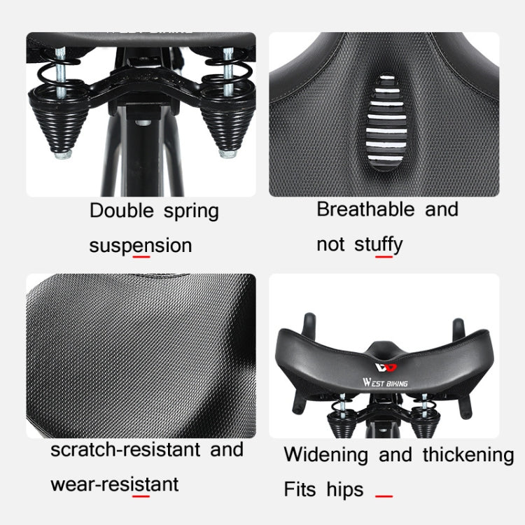 WEST BIKING Bicycle Riding Big Butt Comfortable Saddle(Black Groove) - Bicycle Saddle by WEST BIKING | Online Shopping UK | buy2fix