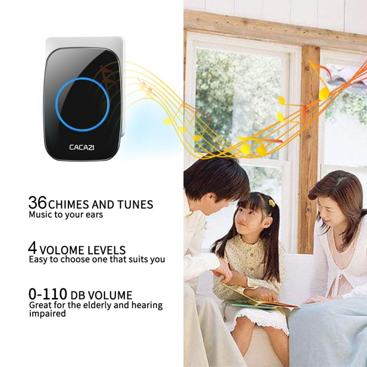 CACAZI H10 1 For 2 Home Wireless Music Doorbell without Battery, Plug:US Plug(Black) - Wireless Doorbell by CACAZI | Online Shopping UK | buy2fix