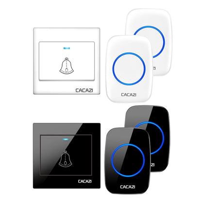 CACAZI H10 1 For 2 Home Wireless Music Doorbell without Battery, Plug:EU Plug(Black) - Wireless Doorbell by CACAZI | Online Shopping UK | buy2fix