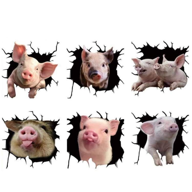 6 PCS Animal Wall Stickers Pig Hoisting Car Window Static Stickers(Pig 01) - In Car by buy2fix | Online Shopping UK | buy2fix