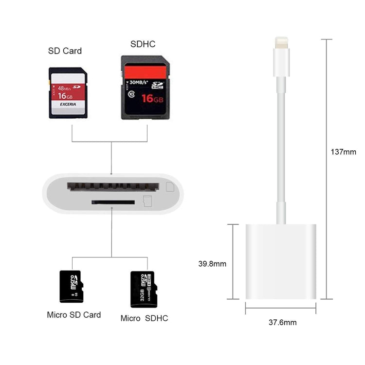 8 Pin to SD + TF Card Reader 2 in 1 Adapter For iPhone / iPad, Cable Length: 9.7cm(Double Slots) -  by buy2fix | Online Shopping UK | buy2fix