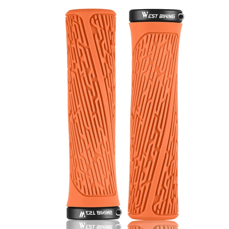 1 Pair WEST BIKING YP0804061 Bicycle Anti-Slip Shock Absorber Grip Mountain Bike Rubber Handlebar Cover(Orange) - Outdoor & Sports by WEST BIKING | Online Shopping UK | buy2fix