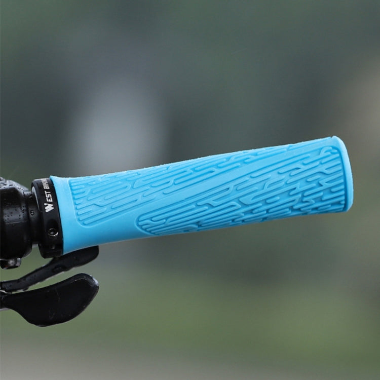 1 Pair WEST BIKING YP0804061 Bicycle Anti-Slip Shock Absorber Grip Mountain Bike Rubber Handlebar Cover(Blue) - Outdoor & Sports by WEST BIKING | Online Shopping UK | buy2fix
