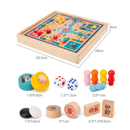 Children Wooden Multifunctional Parent-Child Interactive Puzzle Board Toy, Set Specification: 8 In 1 Chess - Table Games by buy2fix | Online Shopping UK | buy2fix