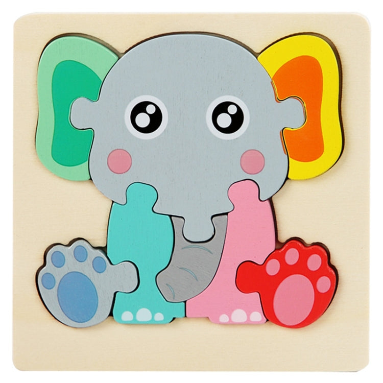 5 PCS Children Wooden Three-Dimensional Puzzle Early Education Cartoon Animal Geometric Educational Toys(Elephant) - Puzzle Toys by buy2fix | Online Shopping UK | buy2fix