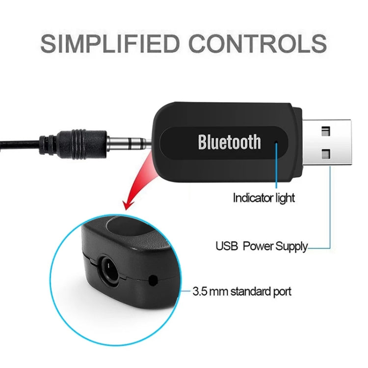 5 PCS USB Bluetooth Music Receiver 3.5mm Bluetooth Speaker Adapter - Apple Accessories by buy2fix | Online Shopping UK | buy2fix