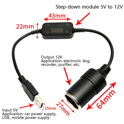 5V Turn 12V USB To Cigarette Lighter Socket Female Head Driving Recorder Mobile Power Cord, Specification: 3m - In Car by buy2fix | Online Shopping UK | buy2fix