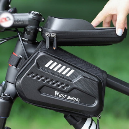 WEST BIKING Bicycle Hard Shell Front Beam Reflective Bilateral Phone Case(Black) - Bicycle Bags by WEST BIKING | Online Shopping UK | buy2fix