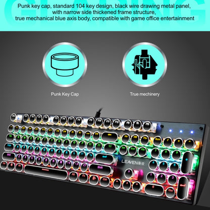 104 Keys Green Shaft RGB Luminous Keyboard Computer Game USB Wired Metal Mechanical Keyboard, Cabel Length:1.5m, Style: Punk Word Through Version (White) - Wired Keyboard by buy2fix | Online Shopping UK | buy2fix