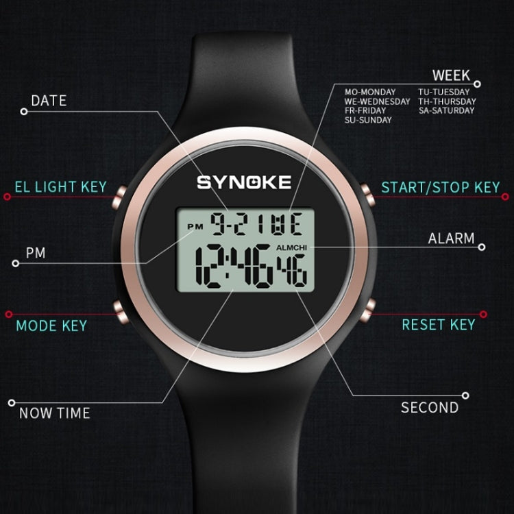 SYNOKE 9108 Student Silicone Strap Electronic Watch(Black) - Silicone Strap Watches by SYNOKE | Online Shopping UK | buy2fix