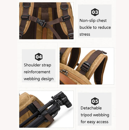 K805 Waterproof Batik Canvas Camera Backpack Outdoor Liner Shoulder Photography Bag(Grey) - Camera Accessories by buy2fix | Online Shopping UK | buy2fix