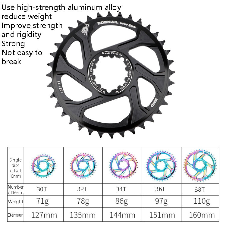 BDSNAIL Mountain Bike Single Disk GXP Direct-Shaped Integrated Disk Positive And Negative Tooth Disc, Colour:  34T (Black) - Outdoor & Sports by buy2fix | Online Shopping UK | buy2fix