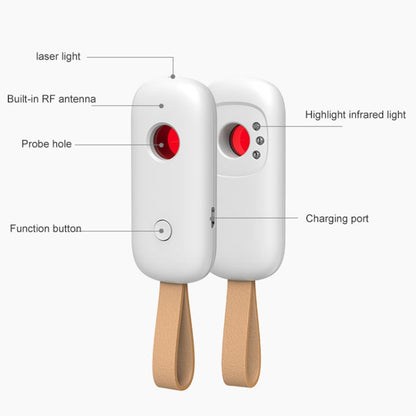 T6 Infrared Wireless Signal Detector Multi-Function Handheld Scanning Detector Anti-Monitoring Anti-Candid Anti-Tracking(White) - Security by buy2fix | Online Shopping UK | buy2fix