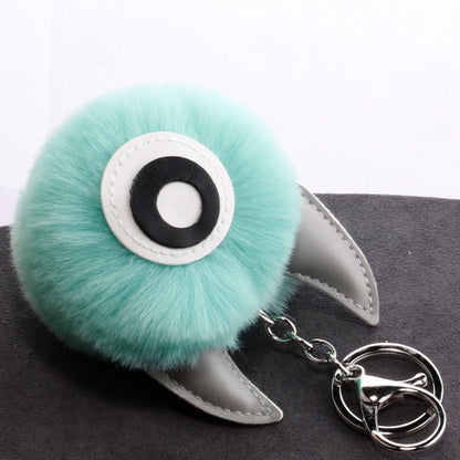 3 PCS Cartoon Croissant Hair Ball Keychain Pendant Bag Car Pendant(Grey) - Key Rings by buy2fix | Online Shopping UK | buy2fix