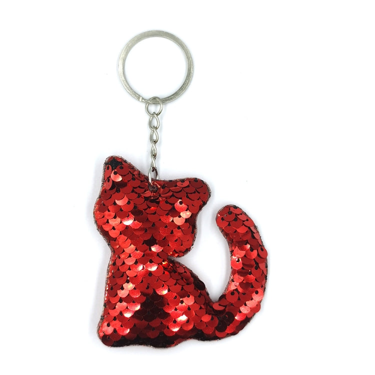 10 PCS PET Sequins Reflective Cat Keychain Bag Car Pendant, Colour: Red - In Car by buy2fix | Online Shopping UK | buy2fix