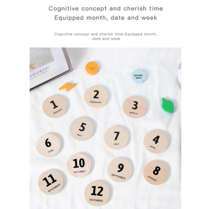 Children Room Wooden Perpetual Calendar Baby Cognitive Desktop Pendant, Spec: Beech GB - Math Toys by buy2fix | Online Shopping UK | buy2fix