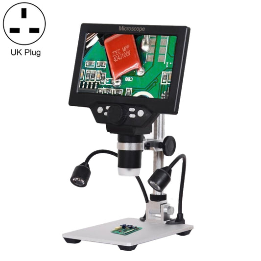 G1200D 7 Inch LCD Screen 1200X Portable Electronic Digital Desktop Stand Microscope(UK Plug With Battery) - Digital Microscope by buy2fix | Online Shopping UK | buy2fix