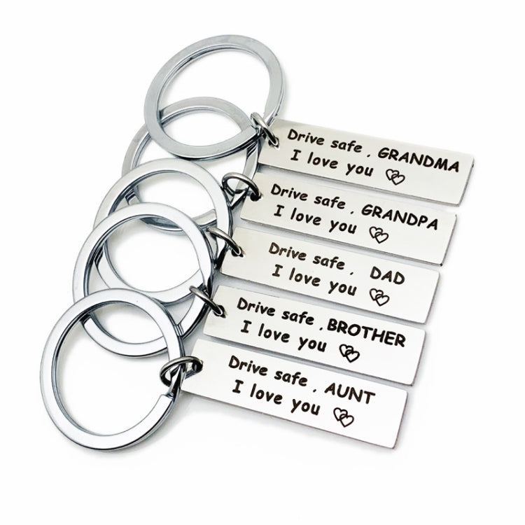 10 PCS C1010 Drive Safe Stainless Steel Tag Keychain 10x40mm(DAD) - In Car by buy2fix | Online Shopping UK | buy2fix