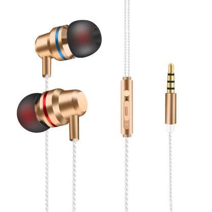 2 PCS TS8 3.5mm In-Ear Metal Wired Control Phone Earphone(Gold) - In Ear Wired Earphone by buy2fix | Online Shopping UK | buy2fix