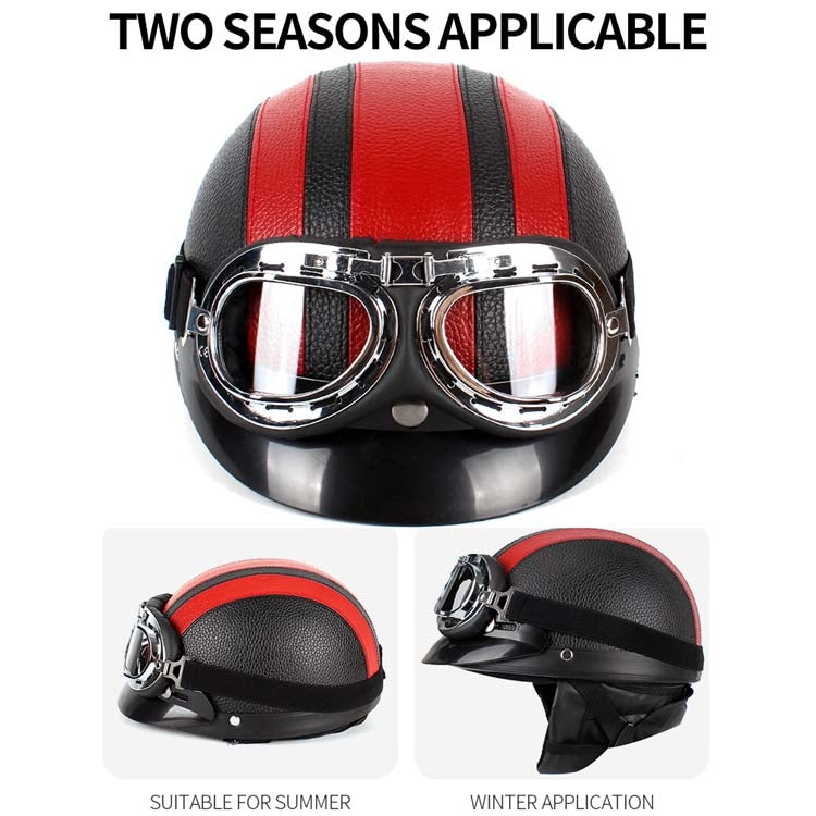 BSDDP A0318 PU Helmet With Goggles, Size: One Size(Black) - In Car by BSDDP | Online Shopping UK | buy2fix