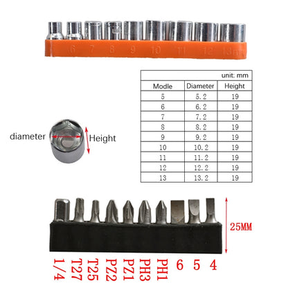 22 PCS / Set Screwdriver Corner Universal Soft Shaft Hex Handle Batch Combination Tool(Silver) - Drill & Drill Bits by buy2fix | Online Shopping UK | buy2fix