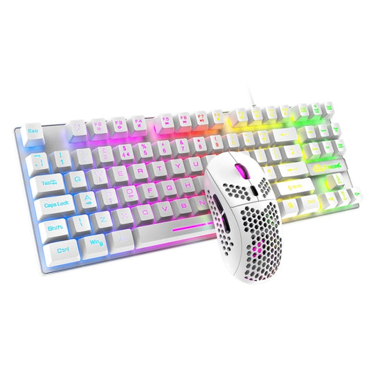 ZIYOU LANG T2 88 Keys Gaming Mechanical Luminous Keyboard and Mouse Set, Cable Length: 1.6m(White) - Wired Keyboard by buy2fix | Online Shopping UK | buy2fix