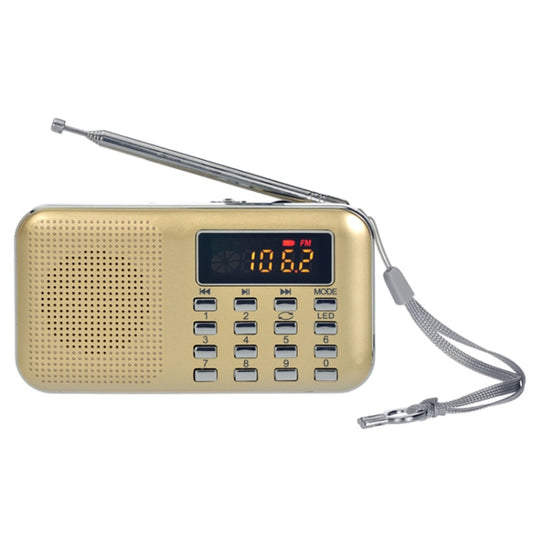 L-218AM  MP3 Radio Speaker Player Support TF Card USB with LED Flashlight Function(Gold) - Consumer Electronics by buy2fix | Online Shopping UK | buy2fix