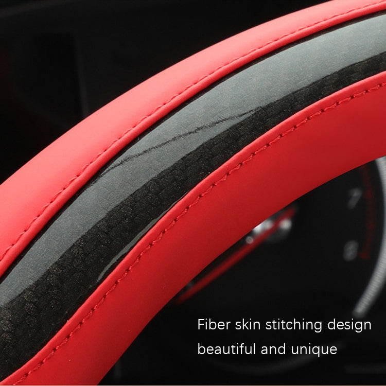 Leather Carbon Fiber Stitching Car Steering Wheel Set, Diameter: 38cm(Black Blue D Shape) - In Car by buy2fix | Online Shopping UK | buy2fix