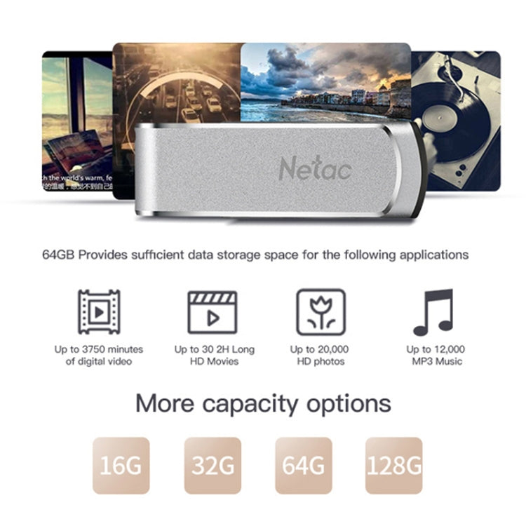 Netac U388 High Speed USB3.0 Metal Rotating Car Computer U Disk, Capacity: 64GB - USB Flash Drives by Netac | Online Shopping UK | buy2fix