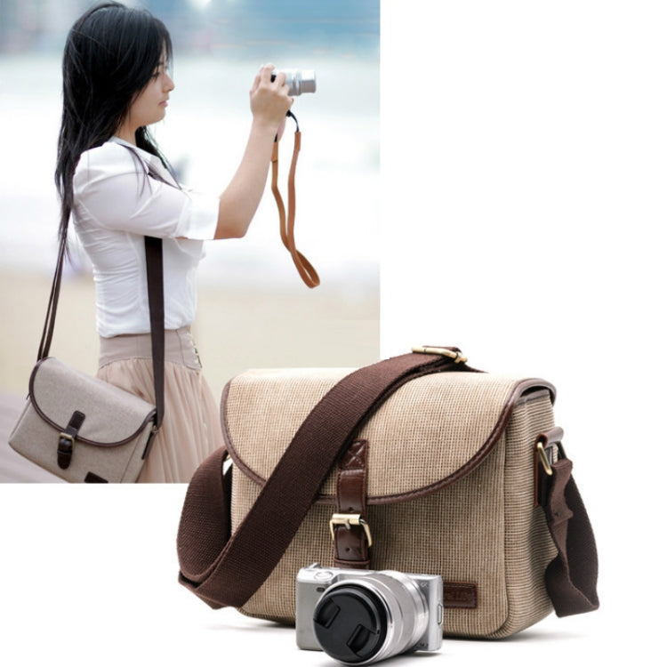 Casual SLR Camera Canvas Crossbody Bag(Khaki) - Camera Accessories by buy2fix | Online Shopping UK | buy2fix