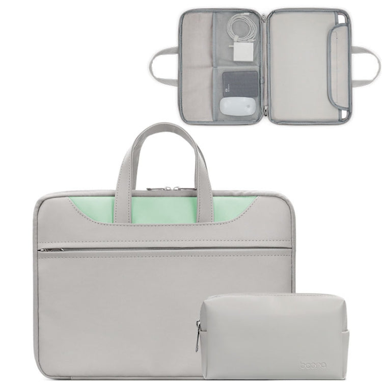 Baona BN-Q006 PU Leather Full Opening Laptop Handbag For 11/12 inches(Gray+Mint Green+Power Bag) - 12.1 inch by Baona | Online Shopping UK | buy2fix