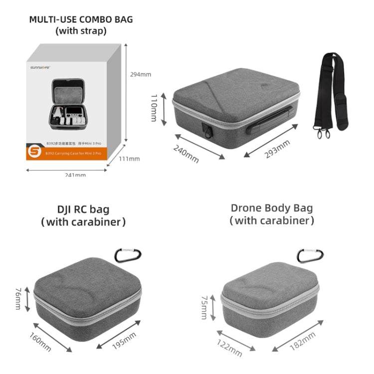 Sunnylife Drone Protective Storage Bag for DJI Mini 3 Pro,Style: Can Hold 6 Battery Bag - DJI & GoPro Accessories by Sunnylife | Online Shopping UK | buy2fix