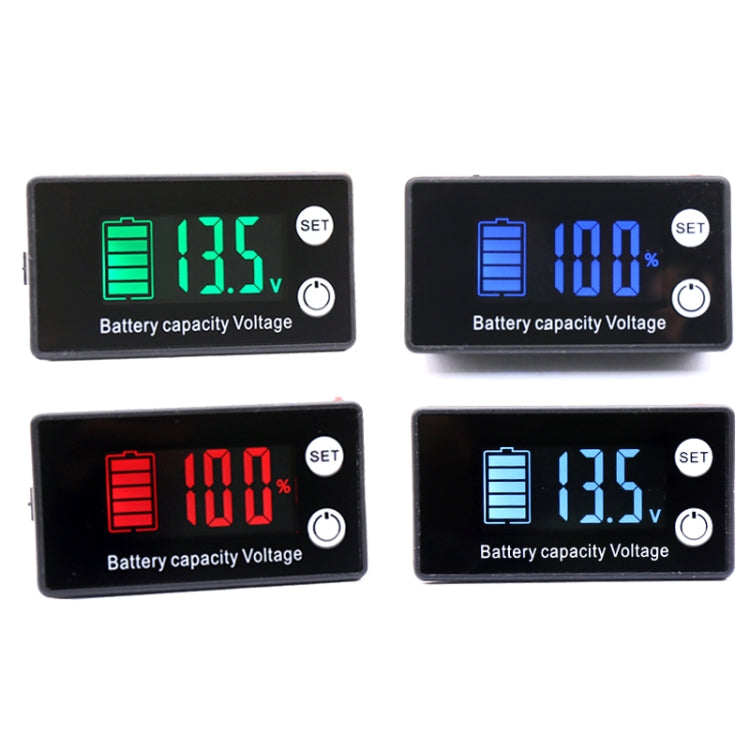 Digital Display DC Voltmeter Lead-Acid Lithium Battery Charge Meter, Color: White+Temperature - Consumer Electronics by buy2fix | Online Shopping UK | buy2fix