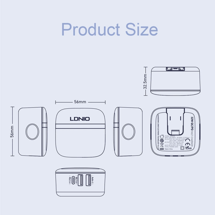 LDNIO A3513Q 32W QC3.0 3 USB Ports Phone Adapter US Plug with 8 Pin Cable - Mobile Accessories by LDNIO | Online Shopping UK | buy2fix