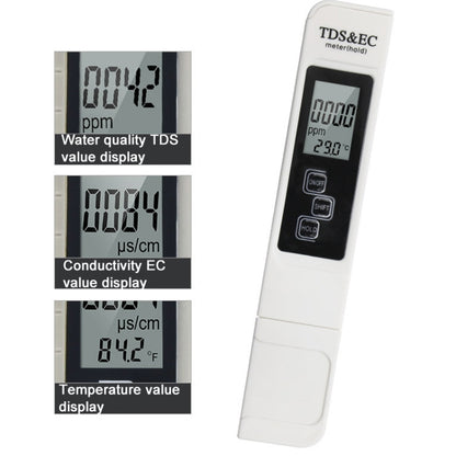 Backlight Model TDS & EC Water Quality Test Pen Meter Conductivity Test Pen(White) - Consumer Electronics by buy2fix | Online Shopping UK | buy2fix