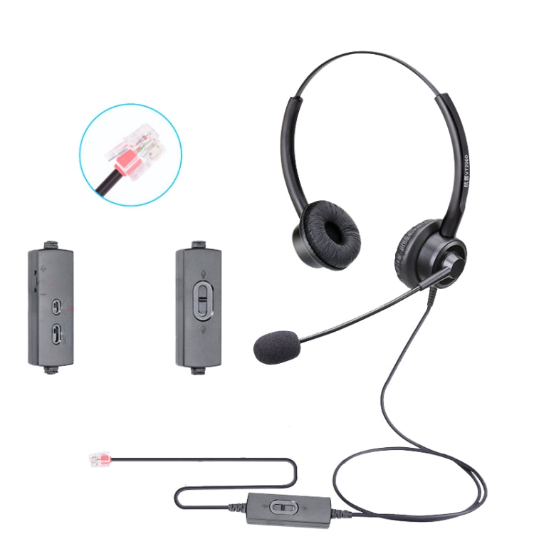 VT200D Double Ears Telephone Headset Operator Headset With Mic,Spec: Crystal Head 6-wire Sequence - Consumer Electronics by buy2fix | Online Shopping UK | buy2fix