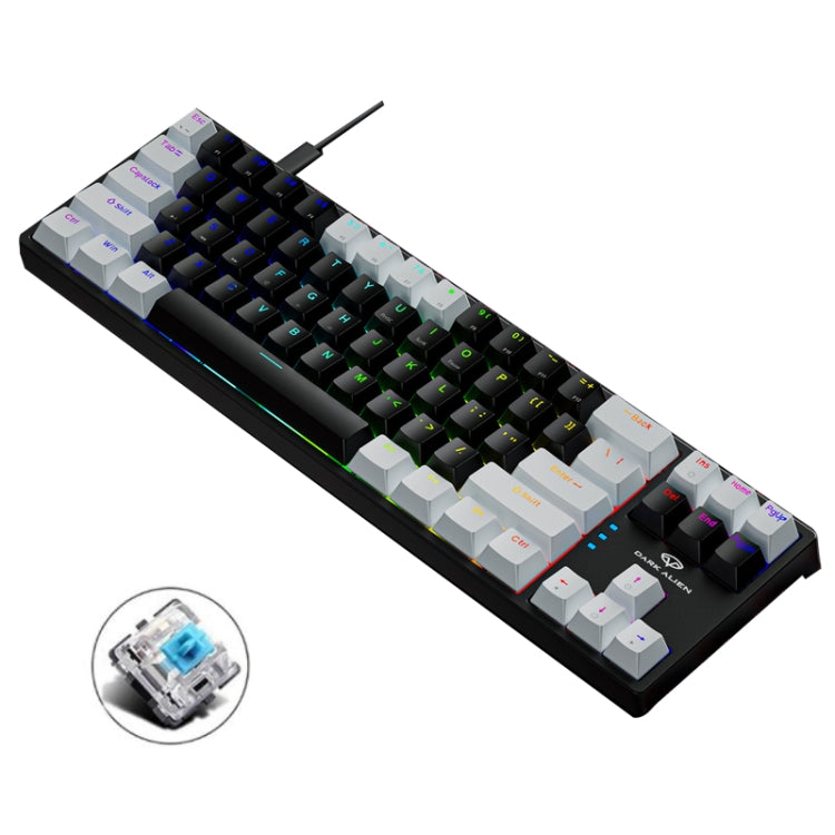 Dark Alien K710 71 Keys Glowing Game Wired Keyboard, Cable Length: 1.8m, Color: White Black Green Shaft - Wired Keyboard by Dark Alien | Online Shopping UK | buy2fix