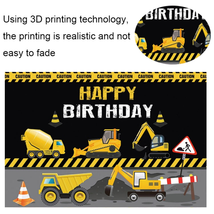 1.5m x 1m  Construction Vehicle Series Happy Birthday Photography Background Cloth(Mdm07792) - Camera Accessories by buy2fix | Online Shopping UK | buy2fix